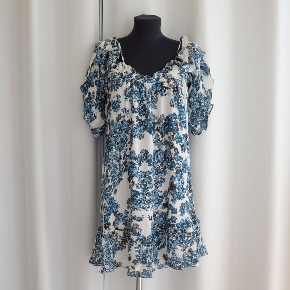 Parker Floral Off Shoulder Mini Dress Sz S - Picture 2 of 6